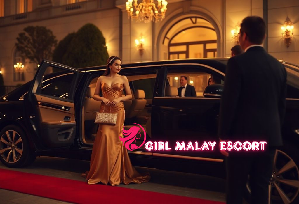 Elegant woman in a gold gown exits a limousine onto a red carpet.
